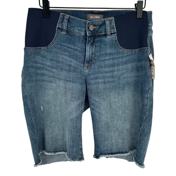 DL1961 Jerry Bermuda Short Maternity High Rise Blue Med Wash Summer Casual 25 - Picture 1 of 12